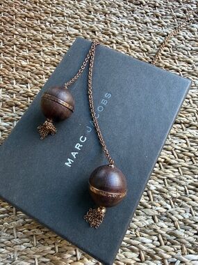 Marc by Marc Jacobs Long Rose Gold and Wood Tassel Necklace
